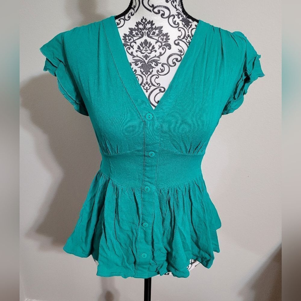 Emery Rose green‎ Short sleeve shirt
